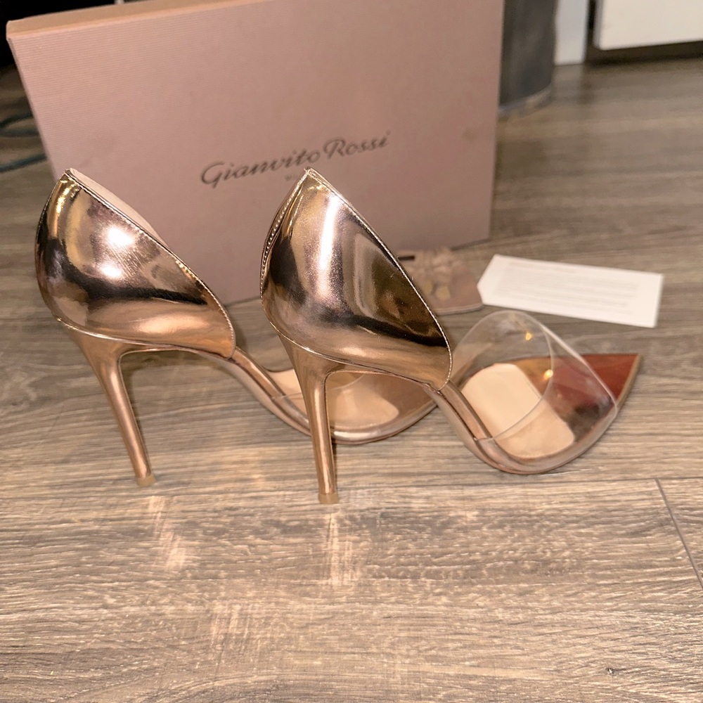 GIANVITO ROSSI POINTED TOE ROSE GOLD D’ORSAY PUMP - Picture 10 of 10